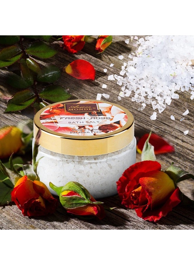 ArioseMonde طقم هدايا الحمام والجسم للنساء والرجال، 10 قطع سلة هدايا سبا برائحة الورد الطازج، تشمل جل الاستحمام، حمام الفقاعات، لوشن الجسم ومقشر، ملح الاستحمام، قنابل الاستحمام، ليفة الاستحمام، زيت الاستحمام - Image 5