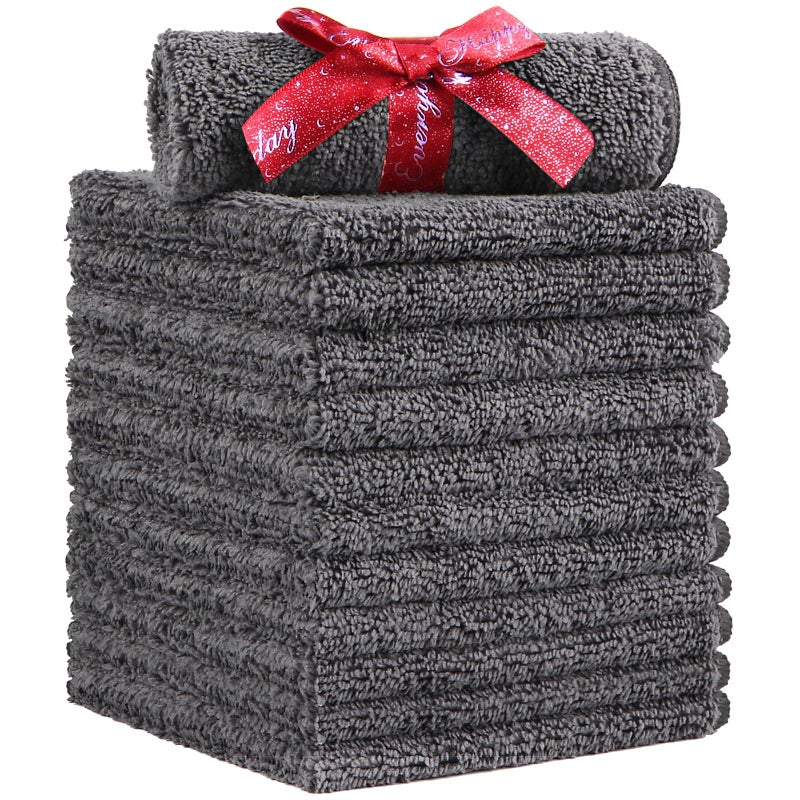 HOMEXCEL Microfiber Washcloths 12 Pack Highly Absorbent and Soft Face Towel MultiPurpose Grey Wash Cloths for Bathroom Hotel Spa Gym and Kitchen 12x12 Inch - Image 2