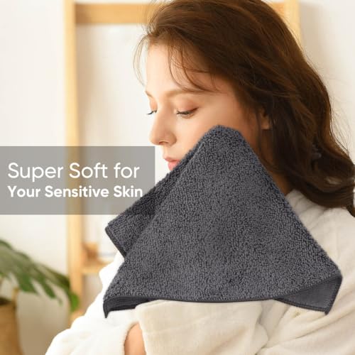 HOMEXCEL Microfiber Washcloths 12 Pack Highly Absorbent and Soft Face Towel MultiPurpose Grey Wash Cloths for Bathroom Hotel Spa Gym and Kitchen 12x12 Inch - Image 3