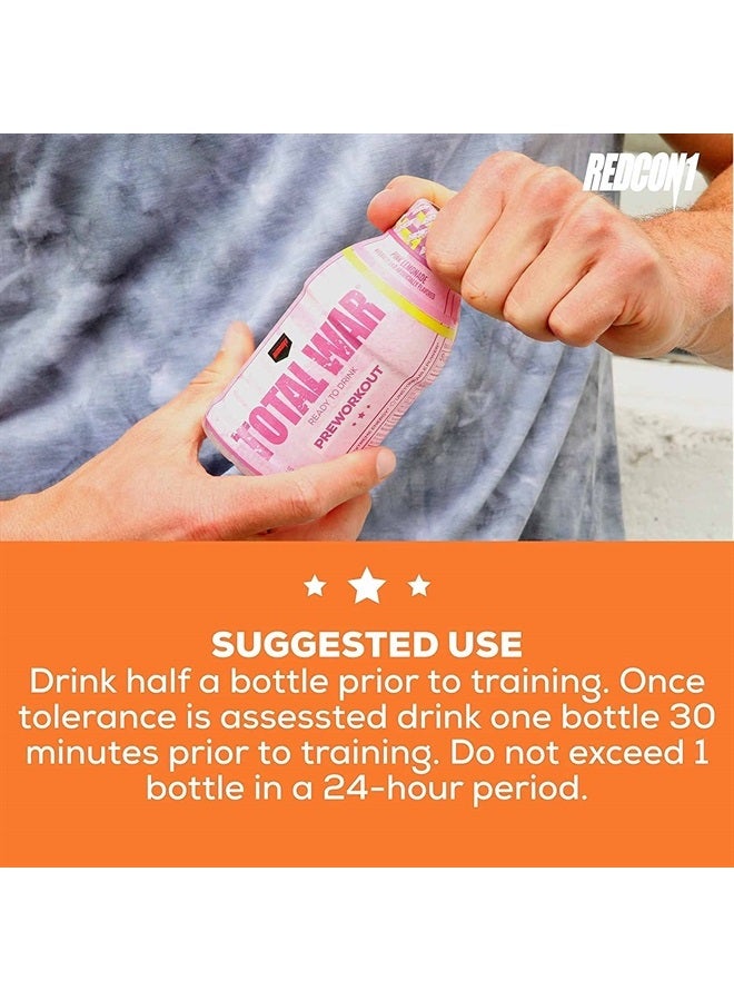 REDCON1 Total War Ready to Drink Pre Workout - Endurance Boosting, Keto Friendly RTD Formula - Amino Acid + Citrulline Malate Pre Workout Drink for Men & Women (Strawberry Mango, 12 Servings) - Image 3