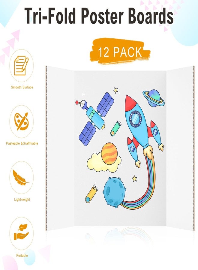 HAUTOCO 12 Pack Trifold Poster Board 26'' x 15.74'' Medium Tri Fold Project Boards White Corrugated Presentation Cardboard for Science Fairs, School Projects, Event Displays, Business - Image 4