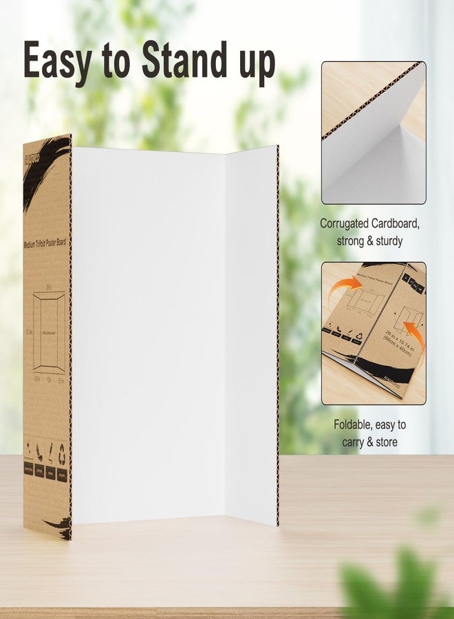 HAUTOCO 12 Pack Trifold Poster Board 26'' x 15.74'' Medium Tri Fold Project Boards White Corrugated Presentation Cardboard for Science Fairs, School Projects, Event Displays, Business - Image 3