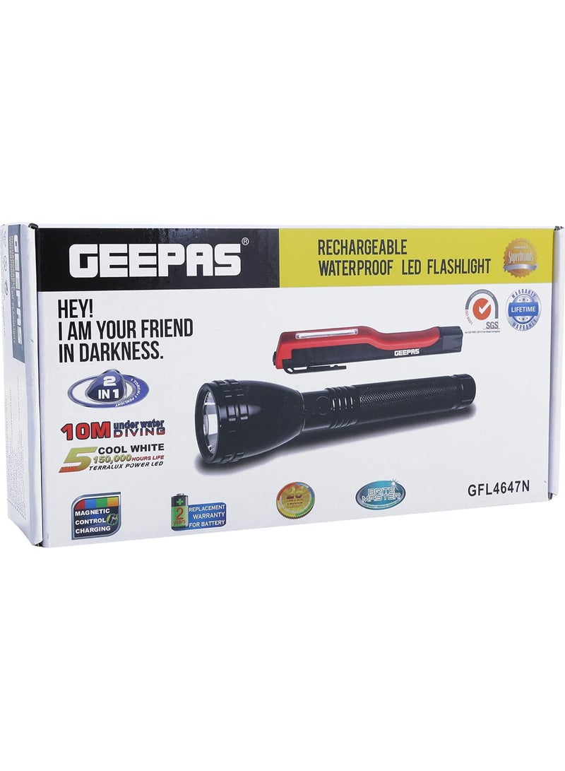 جيباس مصباح يدوي LED مقاوم للماء مع بطارية قابلة لإعادة الشحن من  GFL4647N -Geepas  - Image 4