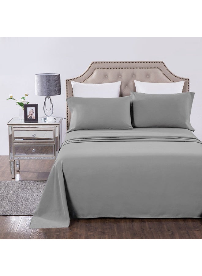 PHF 100% Polyester 4 Pieces Bed Sheets Set Super King Size, Deep Pocket up to 16 Inches Fitted Sheet, Flat Sheet and Pillowcases Set, Grey - Image 1