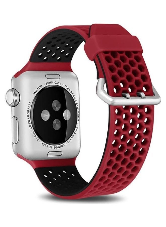 NIBEMINENT Replacement Wrist Strap For Apple Watch Series 6/SE/5/4 44mm And 3/2/1 42mm Red - Image 1