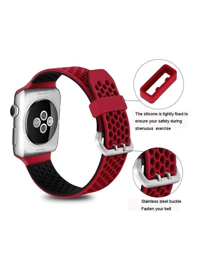 NIBEMINENT Replacement Wrist Strap For Apple Watch Series 6/SE/5/4 44mm And 3/2/1 42mm Red - Image 4