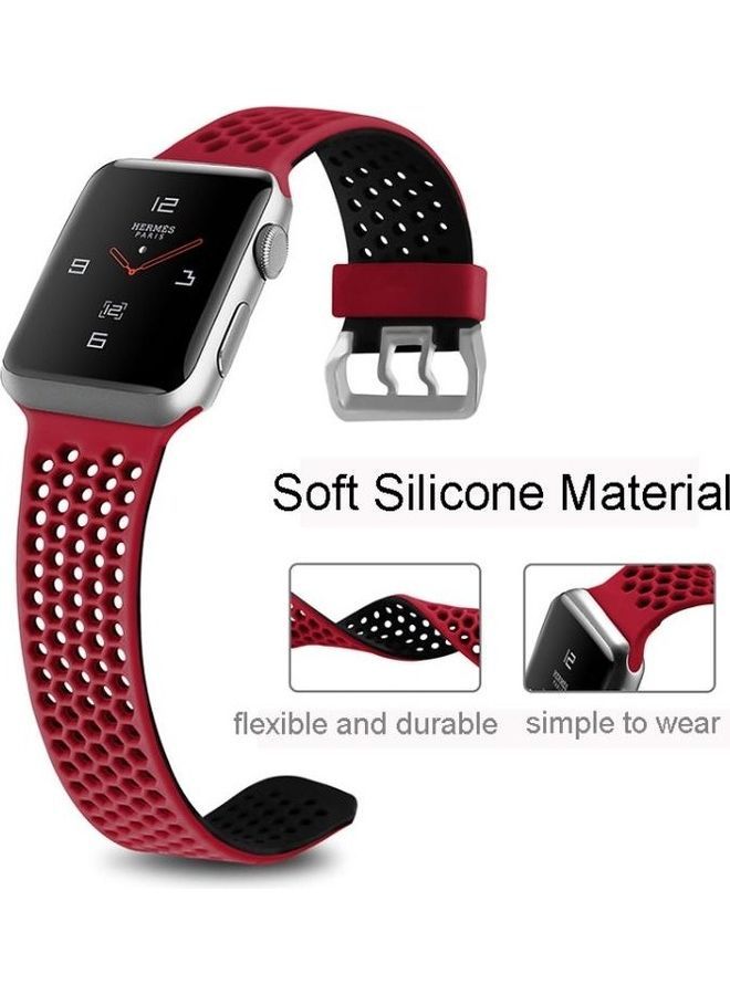 NIBEMINENT Replacement Wrist Strap For Apple Watch Series 6/SE/5/4 44mm And 3/2/1 42mm Red - Image 5