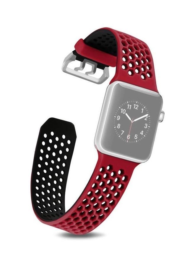 NIBEMINENT Replacement Wrist Strap For Apple Watch Series 6/SE/5/4 44mm And 3/2/1 42mm Red - Image 2