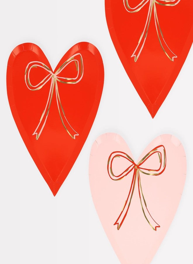 Meri Meri Heart With Bow Plates (Pack of 8) - Image 1