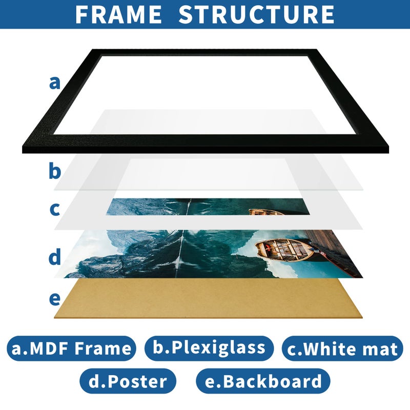 Hongkee 16x20 Frames Set of 2, Rustic Black Wood Style - Display 16 x 20 Picture without Mat or 11x14 Picture with Mat, Wall Mounting Horizontal and Vertical - Image 4