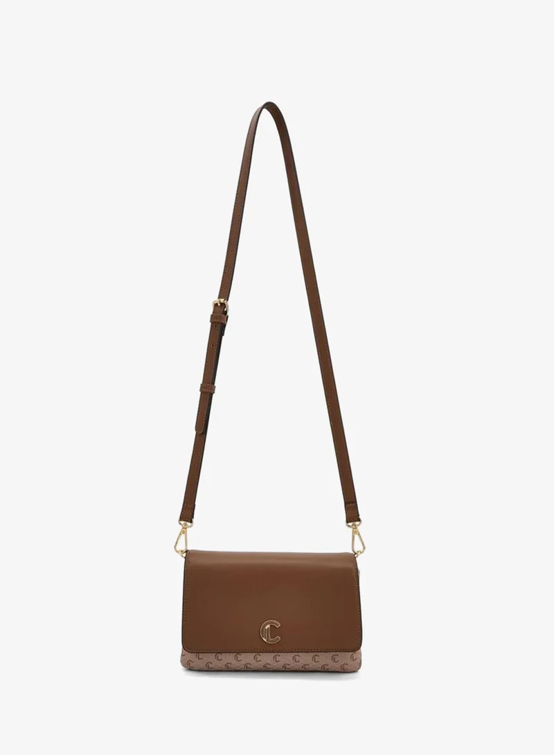 Le Confort Monogram Print Crossbody Bag With Button Closure