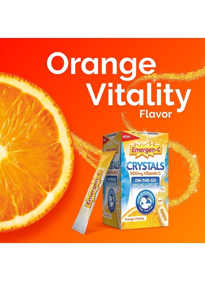 Emergen-C - Crystals, On-The-Go Immune Support Supplement with Vitamin C, B Vitamins, Zinc and Manganese, Orange Vitality - 56 Stick Packs - Image 1