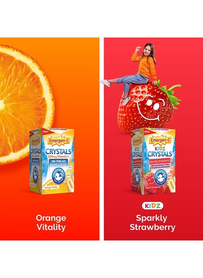 Emergen-C - Crystals, On-The-Go Immune Support Supplement with Vitamin C, B Vitamins, Zinc and Manganese, Orange Vitality - 56 Stick Packs - Image 1