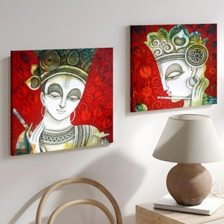 Painting Mantra Sri Krishna Theme in Red Background Stretched Canvas Painting Wall Art Print Wall Decor For Home Bedroom Office Decoration Set Of 2 12x12 Inch - pzsku/Z35409AAFD6CE837573A6Z/45/1745820859/46eeaa57-265d-422c-90e5-2fc0533d7aa3