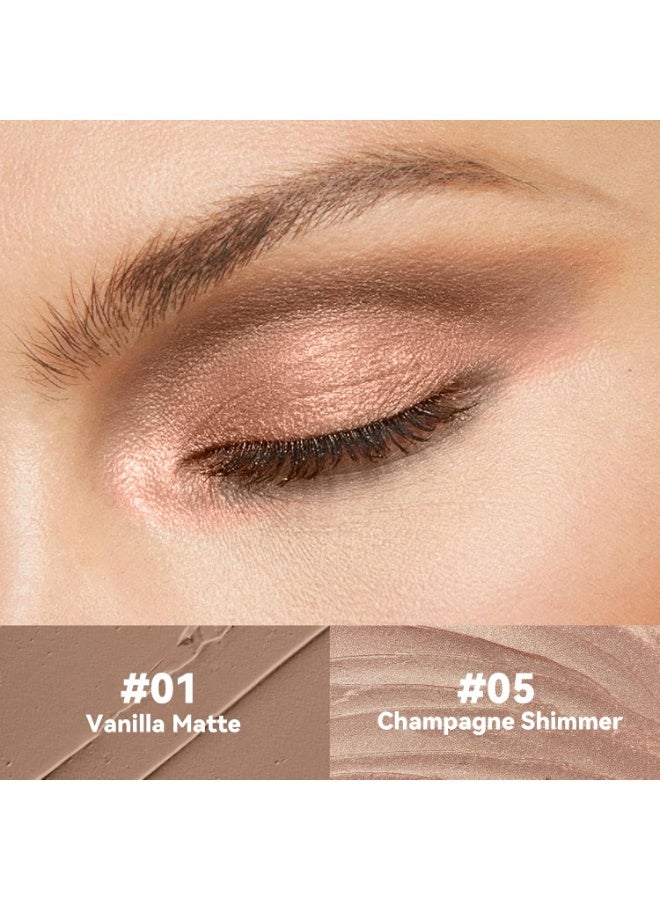FV FV Waterproof Eyeshadow Stick Duo,Long-Lasting Cream Eye Shadow Makeup Sets, High Pigmented Eyeshadow Pencil with Matte & Shimmer Finish, Natural Look (Vanilla & Champagne) - Image 4