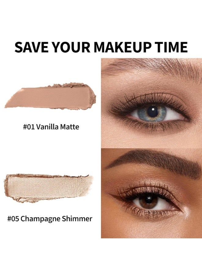 FV FV Waterproof Eyeshadow Stick Duo,Long-Lasting Cream Eye Shadow Makeup Sets, High Pigmented Eyeshadow Pencil with Matte & Shimmer Finish, Natural Look (Vanilla & Champagne) - Image 3