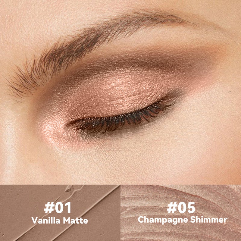 FV Waterproof Eyeshadow Stick Duo,Long-Lasting Cream Eye Shadow Makeup Sets, High Pigmented Eyeshadow Pencil with Matte & Shimmer Finish, Natural Look (Vanilla & Champagne) - Image 2