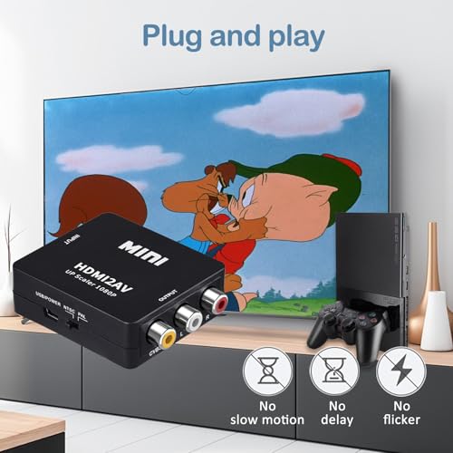 Wonlyus HDMI to RCA Converter with RCA and HDMI Cable, 1080P HDMI to AV 3RCA CVBs Composite Video Audio Adapter Supports PAL/NTSC for TV Stick, Apple TV, PC, Laptop, Xbox, DVD - Image 5