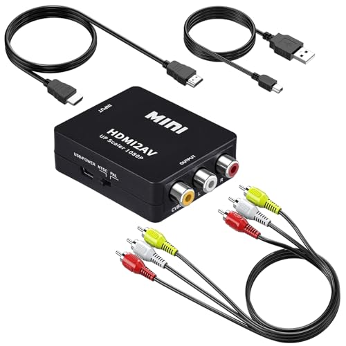 Wonlyus HDMI to RCA Converter with RCA and HDMI Cable, 1080P HDMI to AV 3RCA CVBs Composite Video Audio Adapter Supports PAL/NTSC for TV Stick, Apple TV, PC, Laptop, Xbox, DVD - Image 1