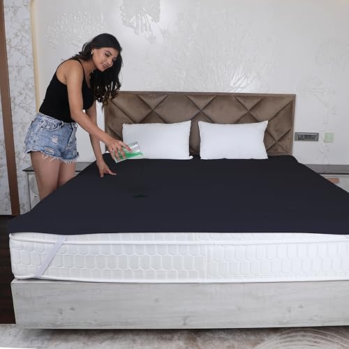 AVI 100% Waterproof & Dustproof Polyester Mattress Protector for Large Callifornia King Size Bed Mattress- with Elastic Bands (78" X 84",Black) - Image 1
