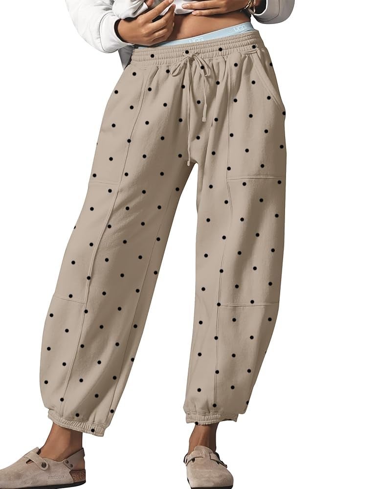 Sujama Barrel Sweatpants Women Leopard Pants 2025 Casual Baggy Cheetah Print Trousers with Pockets - Image 1