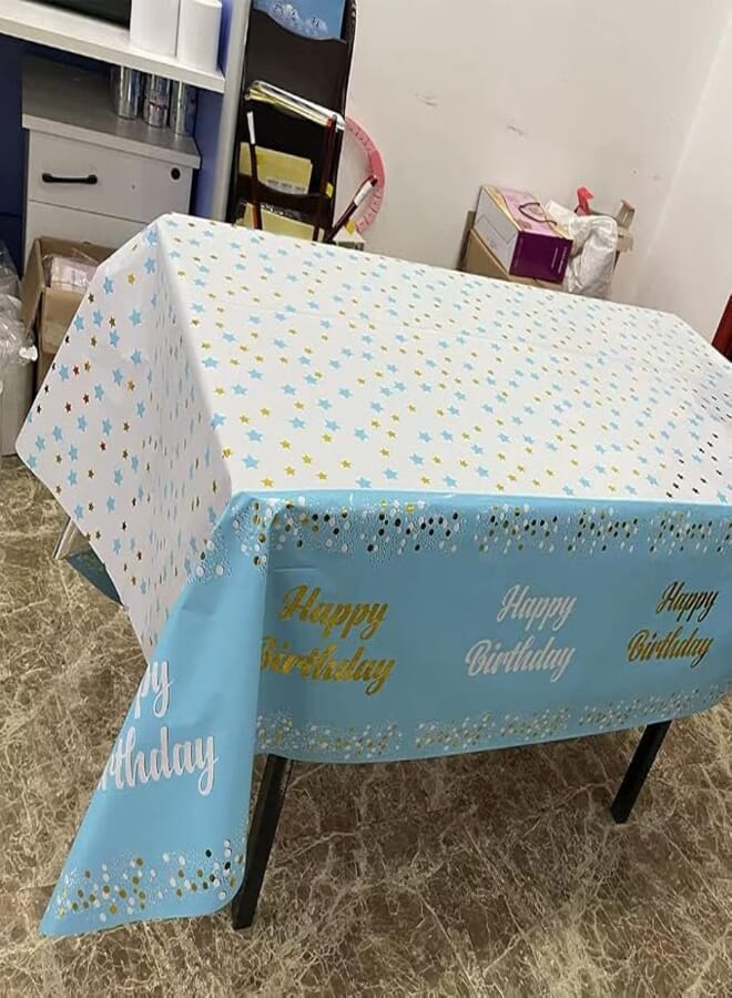 Generic Happy Birthday Party Rectangular Tablecloth, 137cm x274cm, Milky, Rubber, Latex Material, Assorted Colors, Modern, Casual, All Season, 1 Piece