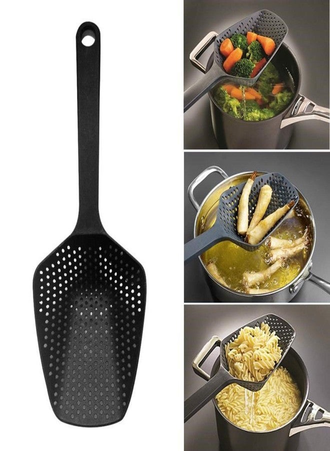 Bonlting Food Drain Colander Scoop Practical Durable Plastic Water Skimmer Strainer Scoop Food Drain Shovel with Handle for Kitchen Food Drain(2Pcs) - Image 2
