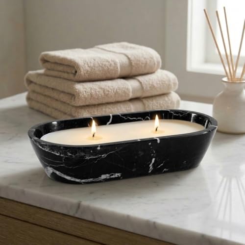 Radicaln Marble Dough Bowl 10 Inches Black Handmade Marble Bowl For Keys Ideal Oval Bowl Decorative Bowl and Candy Bowl For Entryway Table Dcor - Image 3