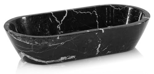 Radicaln Marble Dough Bowl 10 Inches Black Handmade Marble Bowl For Keys Ideal Oval Bowl Decorative Bowl and Candy Bowl For Entryway Table Dcor - Image 1