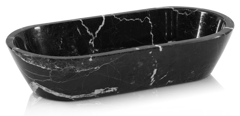 Radicaln Marble Dough Bowl 10 Inches Black Handmade Marble Bowl For Keys Ideal Oval Bowl Decorative Bowl and Candy Bowl For Entryway Table Dcor - Image 2