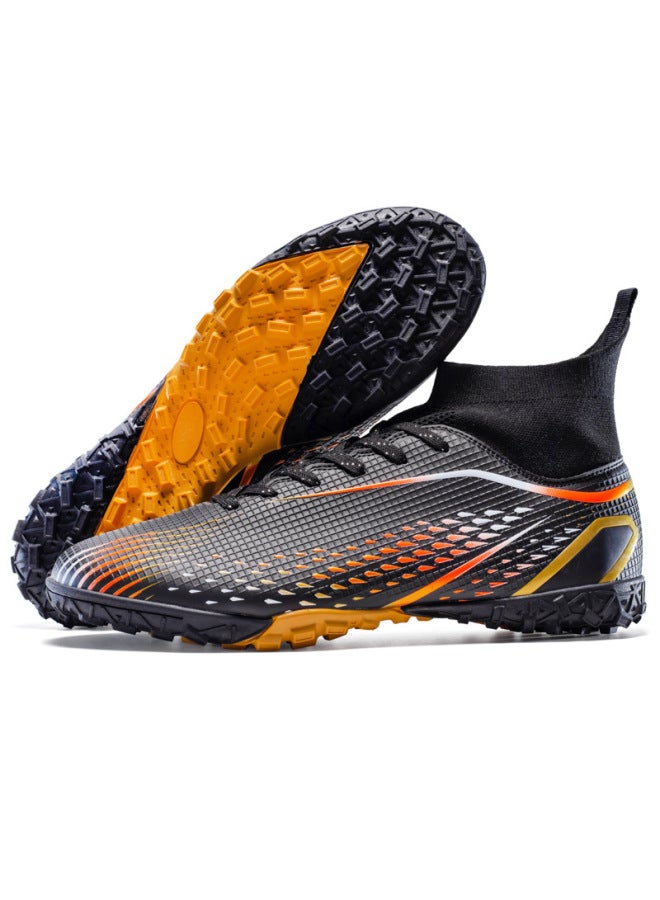 2308 Broken Nails Black Plus Size World Cup High-top Football Shoes Boys And Girls Broken Nails Long Nails Into Artificial Grass Training Sneaker