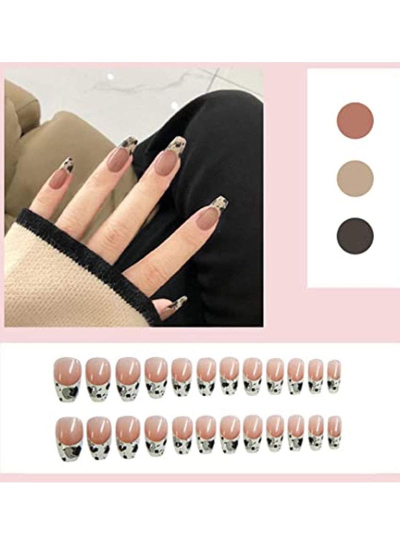 Y&D Press on Ballerina Diamond Long Glossy Coffin Nails Nails-Long Fake Art Full Cover Pink False Tips LOVE Style Design Nails, for Women and Girls 24 Pcs  - Image 2