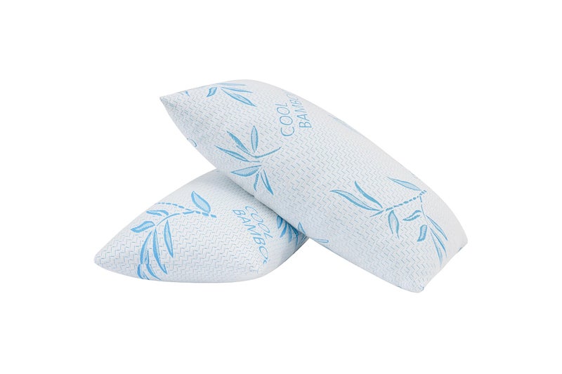 2 Pack Standard Size Rayon Derived from Bamboo Pillow for Sleeping Cooling Shredded Memory Foam Adjustable Bed Pillow with Hypoallergenic RemovableWashable Cover