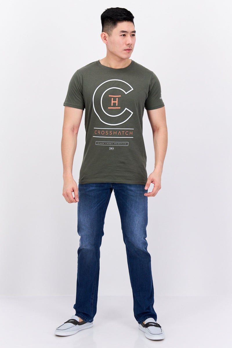 CROSSHATCH Men  2 Pc Crew Neck Short Sleeve Graphic Printed T-Shirt, Olive - Image 5