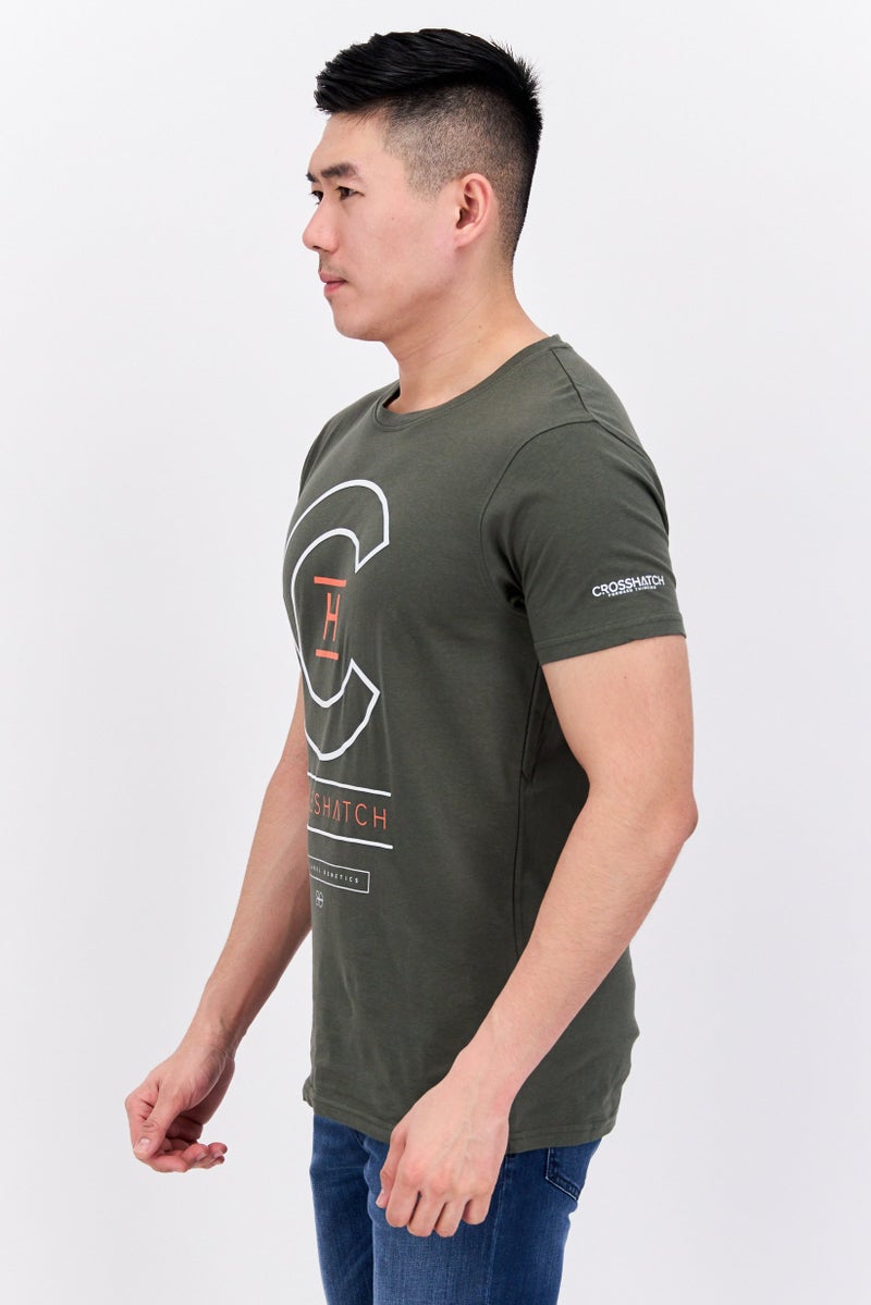 CROSSHATCH Men  2 Pc Crew Neck Short Sleeve Graphic Printed T-Shirt, Olive - Image 2