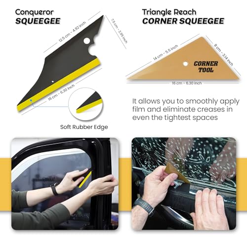 Charmier Window Tint Kit Vinyl Wrap Tool for Car Tinting Tools Windshield Back Window Squeegee Bulldozer Squeegee Scrubber Paddle Rubber for Car Wrapping Film Installation Auto Tint Kit Pro Set - Image 2