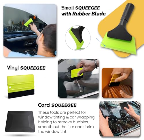 Charmier Window Tint Kit Vinyl Wrap Tool for Car Tinting Tools Windshield Back Window Squeegee Bulldozer Squeegee Scrubber Paddle Rubber for Car Wrapping Film Installation Auto Tint Kit Pro Set - Image 3