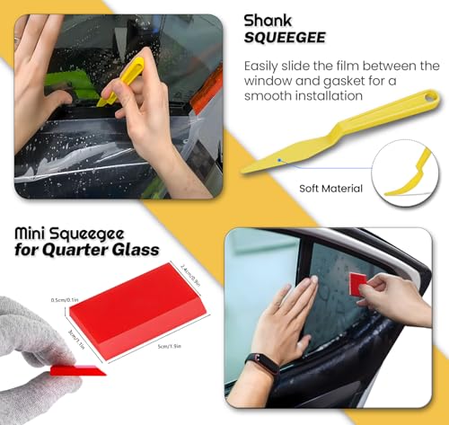 Charmier Window Tint Kit Vinyl Wrap Tool for Car Tinting Tools Windshield Back Window Squeegee Bulldozer Squeegee Scrubber Paddle Rubber for Car Wrapping Film Installation Auto Tint Kit Pro Set - Image 4