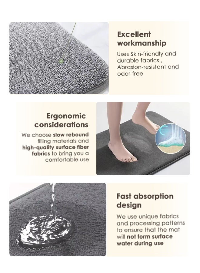 سجادة حمام قابلة للغسل في الغسالة 40*60 سم، سجادة أرضية ماصة للحمام بطيئة الارتداد، غير قابلة للانزلاق، فائقة الامتصاص وسريعة الجفاف، الجزء السفلي غير قابل للانزلاق وسهل التنظيف، رائعة للحمام، الغرور، منزل العطلة، الحمام الرئيسي، حمام الأطفال، جناح الضيوف. - Image 3