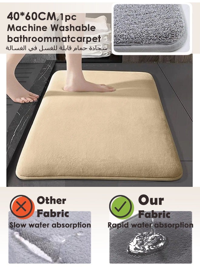 سجادة حمام قابلة للغسل في الغسالة 40*60 سم، سجادة أرضية ماصة للحمام بطيئة الارتداد، غير قابلة للانزلاق، فائقة الامتصاص وسريعة الجفاف، الجزء السفلي غير قابل للانزلاق وسهل التنظيف، رائعة للحمام، الغرور، منزل العطلة، الحمام الرئيسي، حمام الأطفال، جناح الضيوف. - Image 1