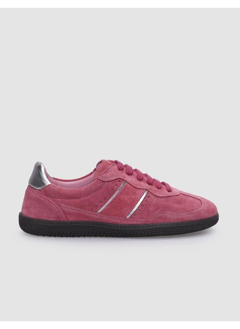 كاباني Leather Pink Suede Lace-Up Women's Sneakers