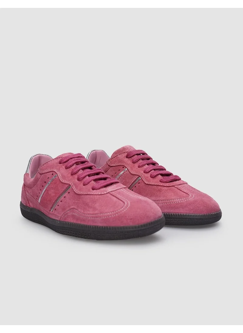 كاباني Leather Pink Suede Lace-Up Women's Sneakers