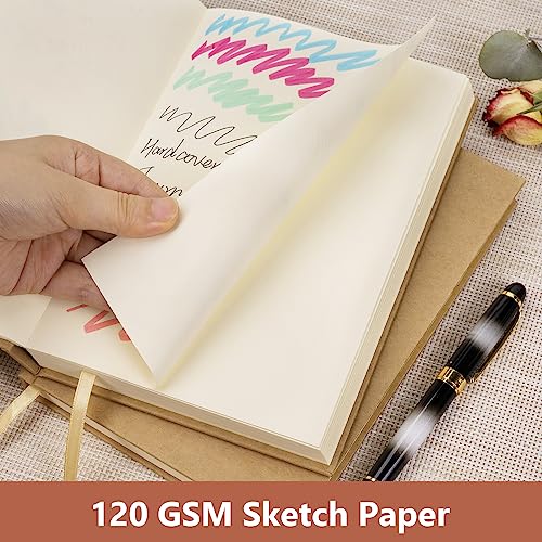 Dynta Hardcover Sketchbook Blank Notebook Bulk 6 Packs Unlined A5 Size 5.7”x8.3” 120 Sheets/240 Pages Premium Paper Sketch Pad for Drawing Books Art Supplies for Office School Travelers Journal - Image 2