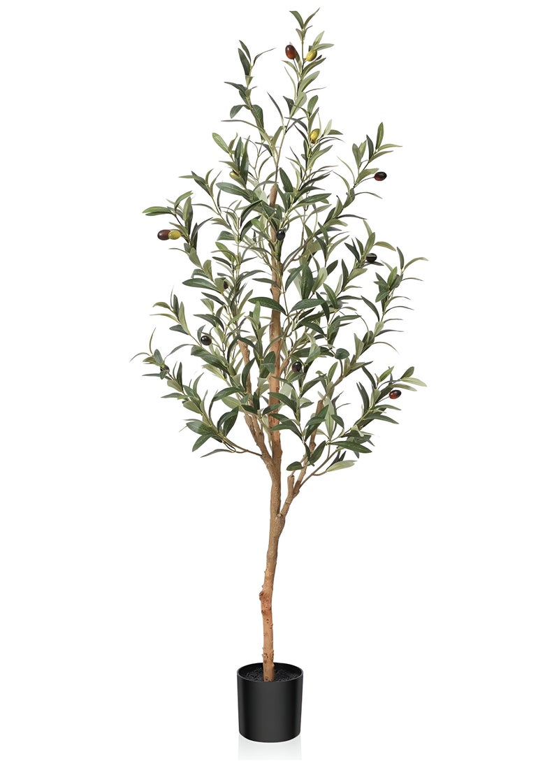 ESSENTIALS 360 Artificial Olive Tree 120cm Tall Fake Plant Faux Tree with Moss Grass & Pot Realistic Leaves & Natural Trunk for Home Office Garden Living Room Indoor Outdoor Decor artificial plant  - Image 1