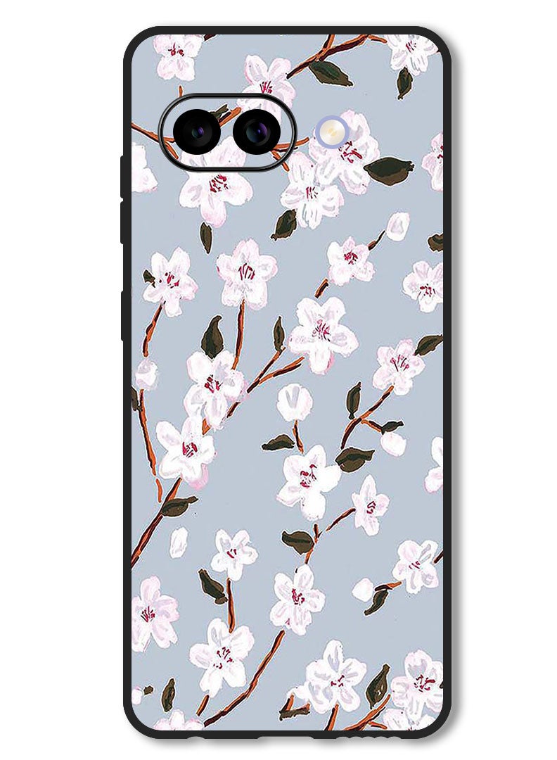 Theodor Case Compatible with Google Pixel 9A Protection Shockproof Bumper Cover White Flower - Image 1