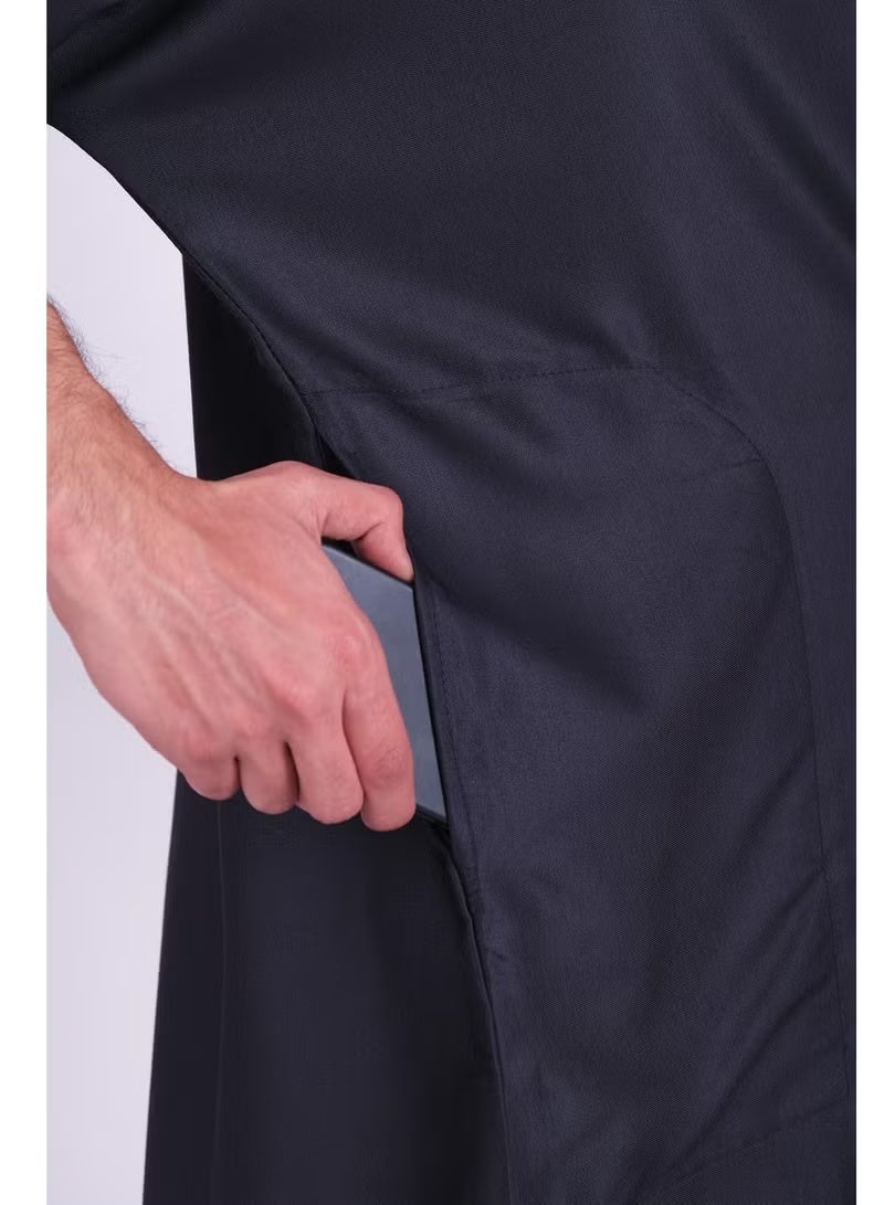 Moroccan Mens Thobe - Kaftan Embroidery Round Neck Half Sleeves Jalabiya for Men - Image 5