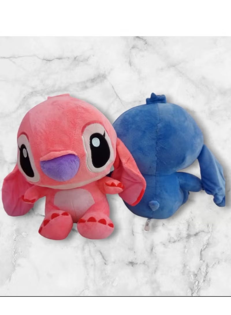 2 Pcs Stitch and Angel Plush Toys Combo Pack – 11 Inch Soft Blue & Pink Stuffed Animal Figures | Cute Alien Huggable Doll Set for Kids Bedroom Decor | Best Birthday, Eid Ramadan & Christmas Gift for Toddlers, Babies & Girls - Image 3