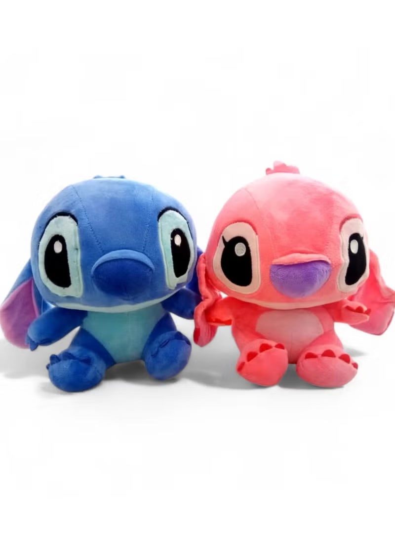 2 Pcs Stitch and Angel Plush Toys Combo Pack – 11 Inch Soft Blue & Pink Stuffed Animal Figures | Cute Alien Huggable Doll Set for Kids Bedroom Decor | Best Birthday, Eid Ramadan & Christmas Gift for Toddlers, Babies & Girls - Image 1