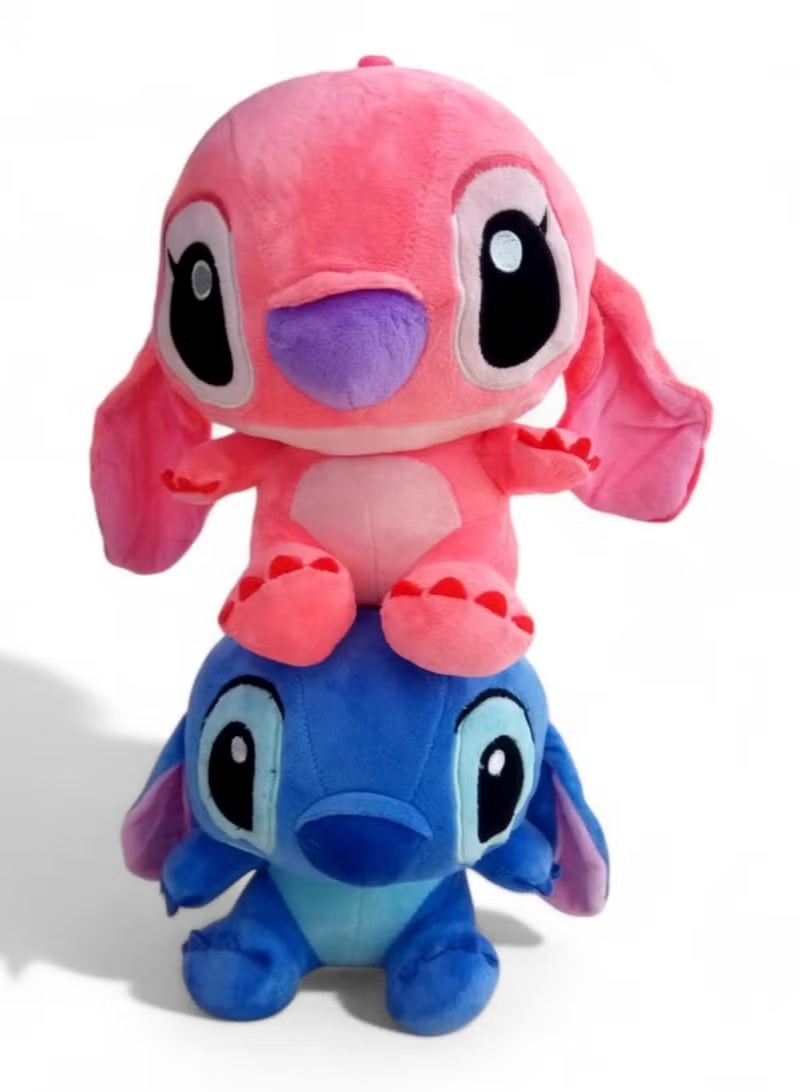 2 Pcs Stitch and Angel Plush Toys Combo Pack – 11 Inch Soft Blue & Pink Stuffed Animal Figures | Cute Alien Huggable Doll Set for Kids Bedroom Decor | Best Birthday, Eid Ramadan & Christmas Gift for Toddlers, Babies & Girls - Image 4