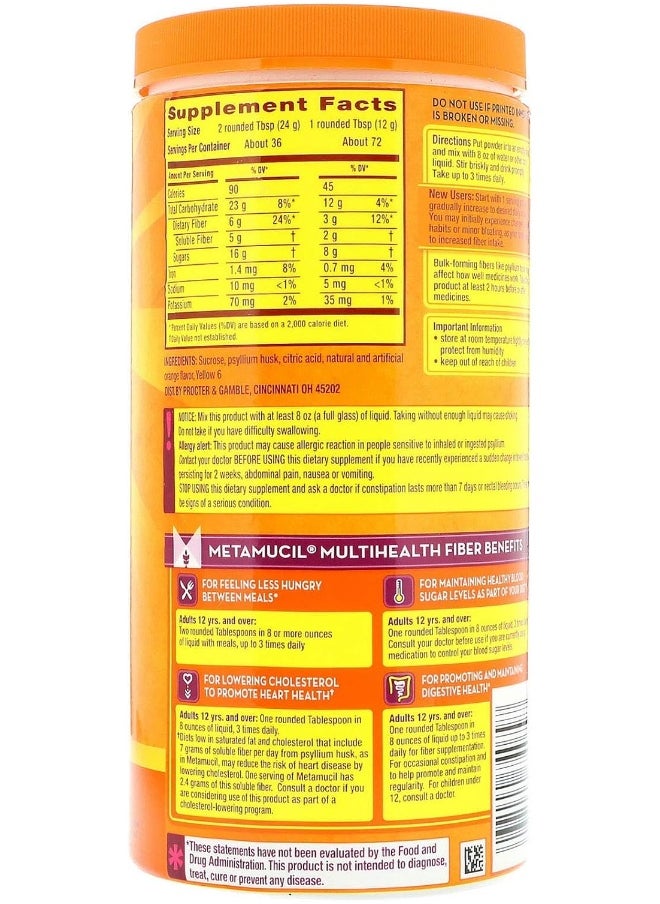 Metamucil, 4 In 1 Multihealth Fiber Powder, Orange Smooth, 1.9 Lbs (861 G) - pzsku/Z354138B9491B4063873FZ/45/_/1740377570/85e70680-dc0d-4236-9d66-0407c323c103